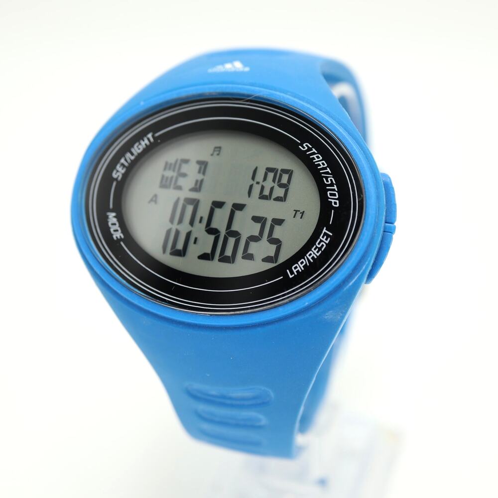 Adidas Mens Blue Digital Sport 49mm Watch Alarm Chrono Timer with New Battery